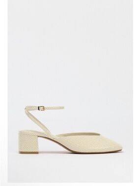 Zara cream Ankle-Strap Block Heel Pumps
